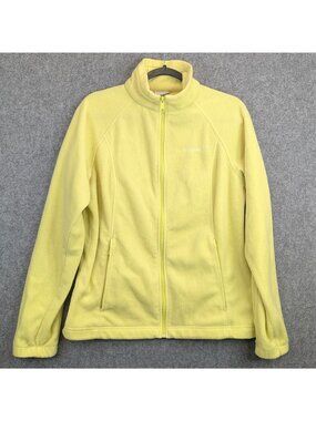 Columbia Yellow Full-Zip Fleece Jacket Womens Size Large Lightweight Outerwear